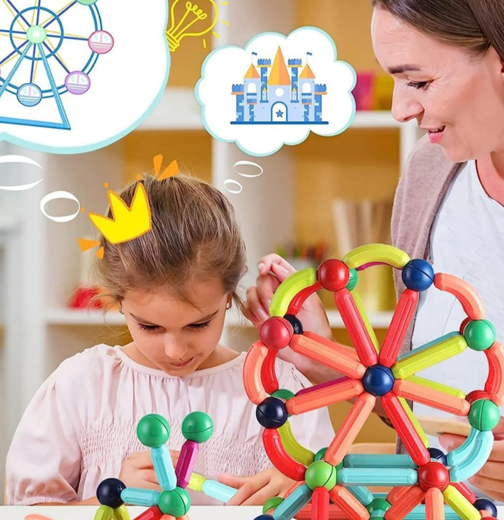 MagneticBalls and Rods Set Toddler STEM Sticks Toy - Learning Educational Block Games Stacking Toys For Boy & Girl