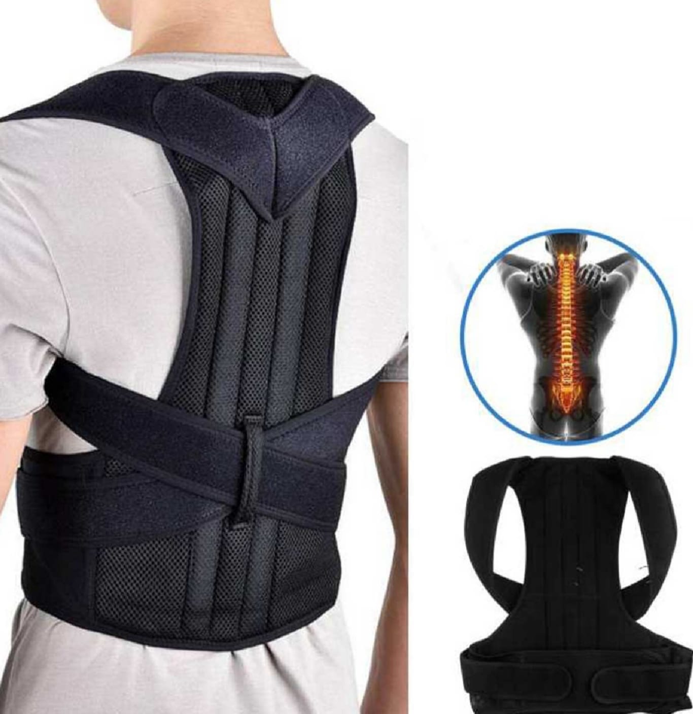 Body Posture Corrector Belt - Shoulder Support Relief and Back Pain Relief Belt - Adjustable Posture Support Brace For Men & Women