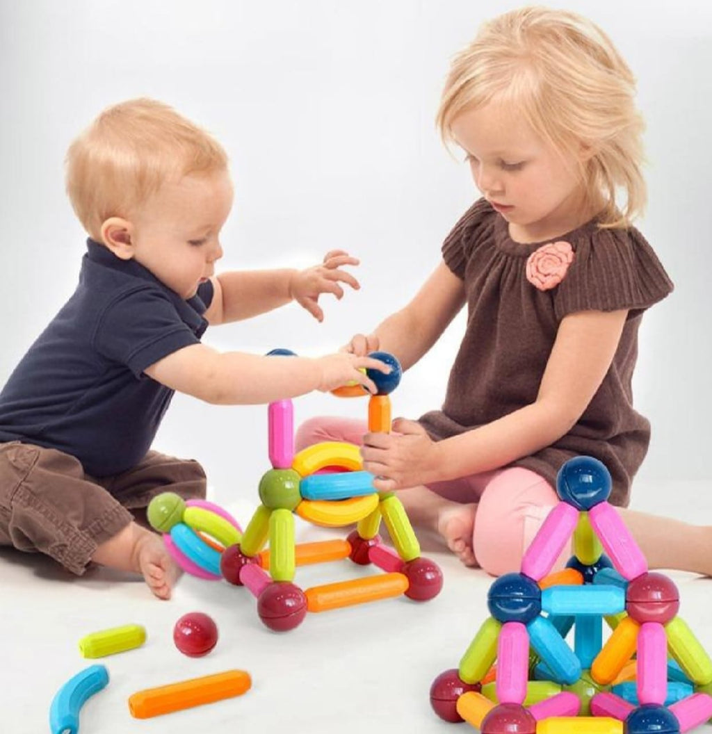 MagneticBalls and Rods Set Toddler STEM Sticks Toy - Learning Educational Block Games Stacking Toys For Boy & Girl