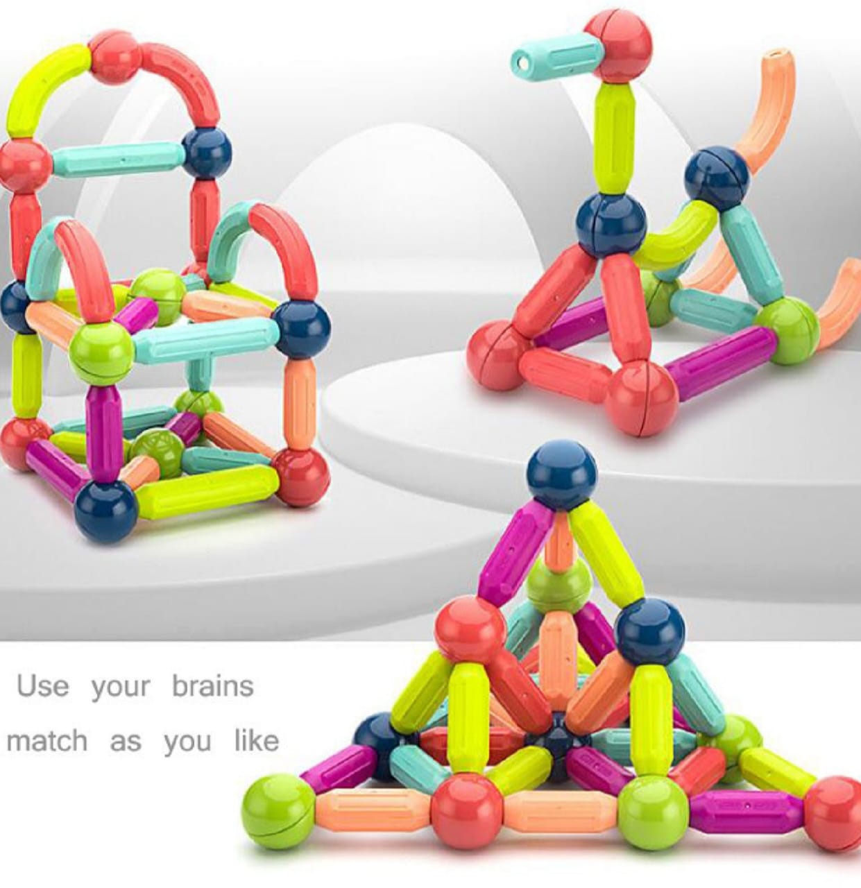 MagneticBalls and Rods Set Toddler STEM Sticks Toy - Learning Educational Block Games Stacking Toys For Boy & Girl