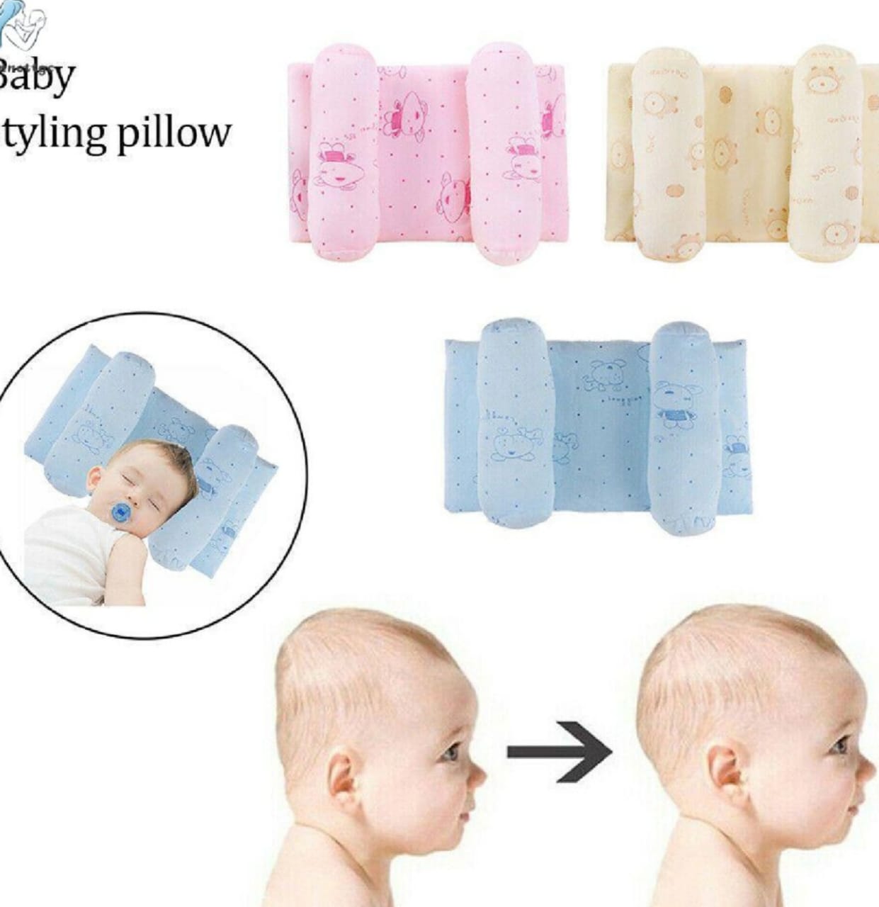 Baby Head Shaping Pillow - Newborn and Infant Pillows For Flat Head, Comfort Sleep Pillows For Kids