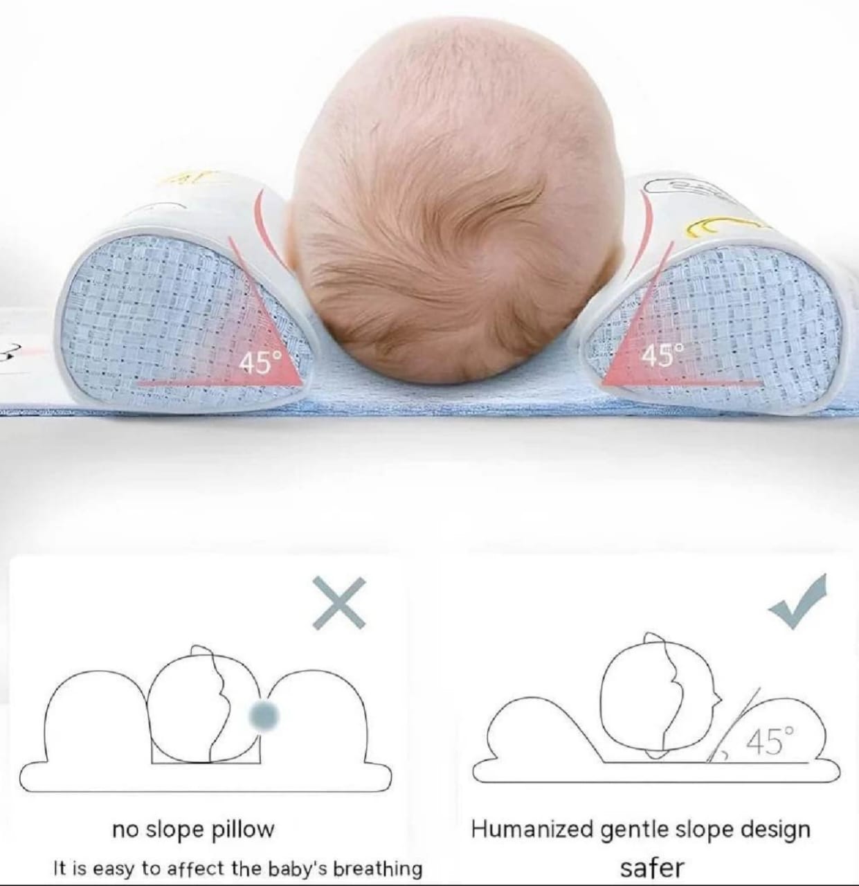 Baby Head Shaping Pillow - Newborn and Infant Pillows For Flat Head, Comfort Sleep Pillows For Kids