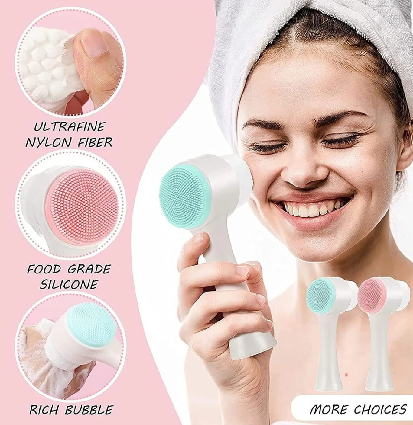 ✨ Double-Sided Premium Face Cleansing Brush | Soft Silicone + Ultra-Fine Bristles | Deep Clean & Gentle Exfoliation ✨