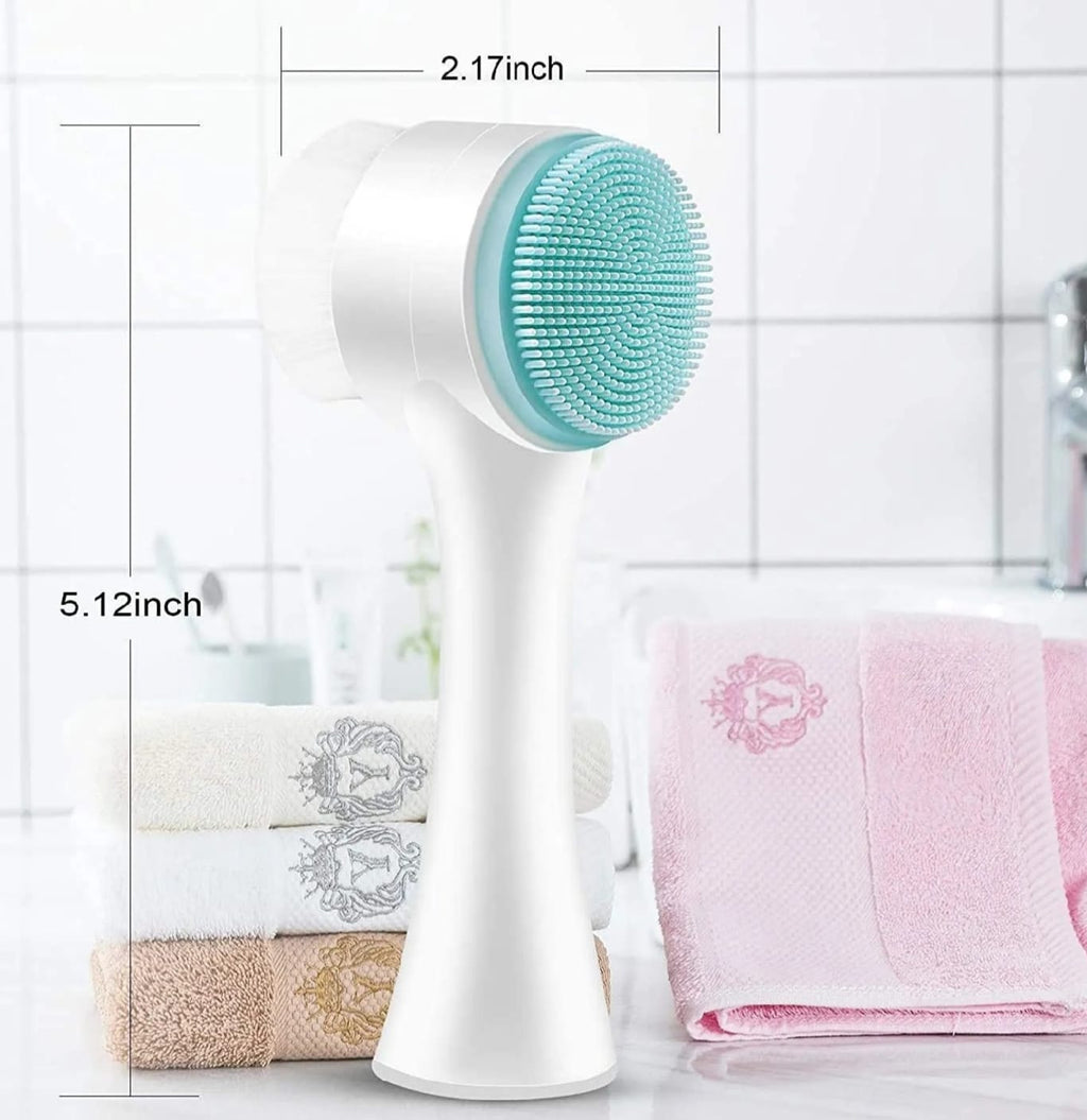 ✨ Double-Sided Premium Face Cleansing Brush | Soft Silicone + Ultra-Fine Bristles | Deep Clean & Gentle Exfoliation ✨